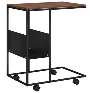 vidaXL Side Table with Wheels Black 55x36x63.5 cm Engineered Wood