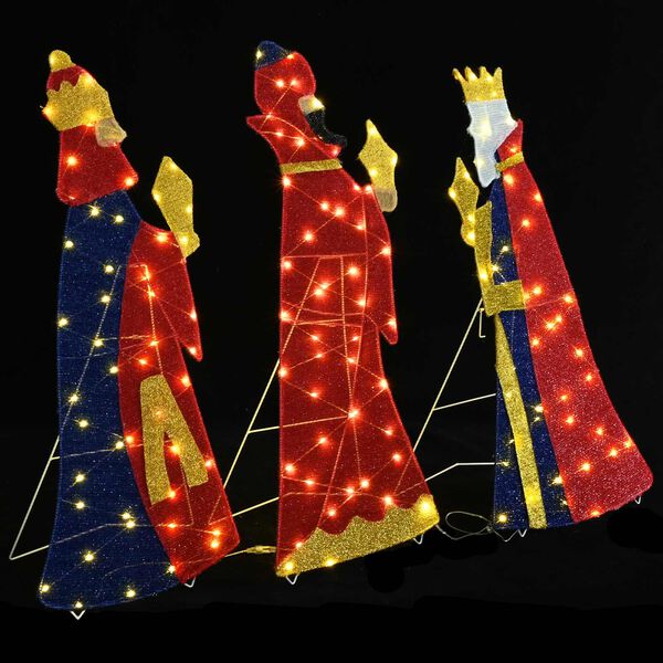vidaXL 3 Wise Men Christmas Lighting 3 pcs Warm White 105 cm Fabric