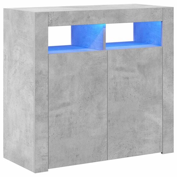 vidaXL Sideboard with LED Lights Concrete Grey 80x35x75 cm