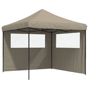 vidaXL Foldable Party Tent Pop-Up with 2 Sidewalls Taupe