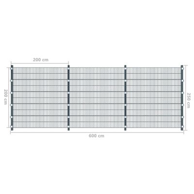 vidaXL Fence Panels 5 pcs Iron 6x2 m 30m(Total Length) Anthracite Grey