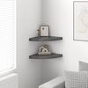 vidaXL Floating Corner Shelves 2 pcs High Gloss Grey 35x35x3.8 cm MDF