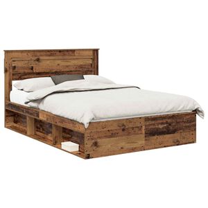 vidaXL Bed Frame with Headboard Old Wood 150 x 200 cm Solid Pine Wood
