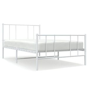 vidaXL Metal Bed Frame without Mattress with Footboard White 90x190cm