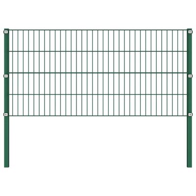 vidaXL Fence Panel with Posts Iron 10.2x0.8 m Green