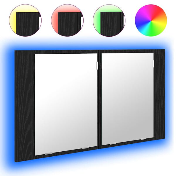 vidaXL Bathroom Mirror Cabinet with Shelf Black Oak 80 x 12 x 45 cm