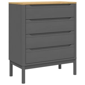 vidaXL Chest of Drawers "FLORO" Grey Solid Wood Pine