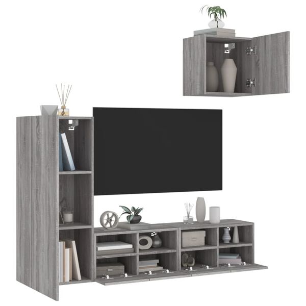 vidaXL 4 Piece TV Wall Units Grey Sonoma Engineered Wood