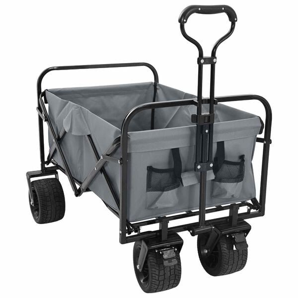 vidaXL Folding Hand Trolley Manual Grey 89 x 63 x 96 cm