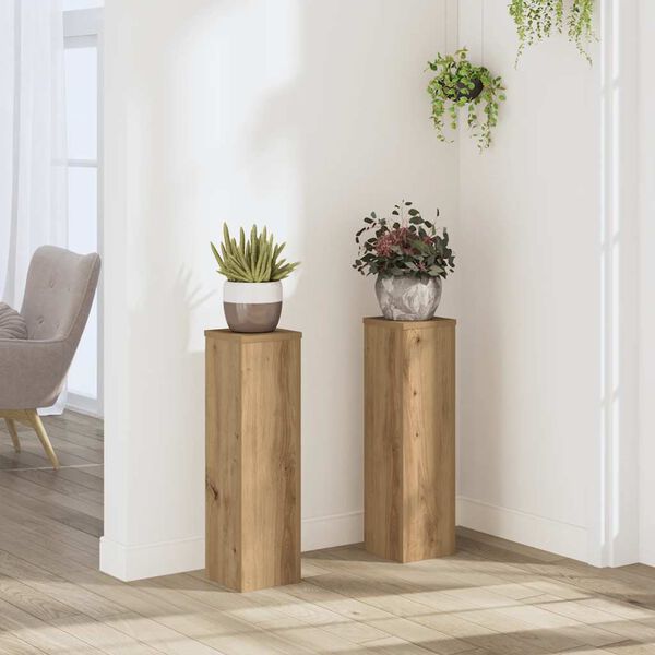 vidaXL Plant Stand 2pcs Artisan Oak 17x17x60 cm Engineered Wood