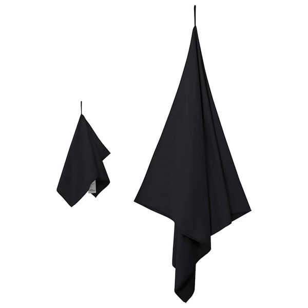 vidaXL Sports Towel Set 2 pcs Black Fabric