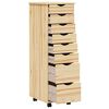 vidaXL Rolling Cabinet with Drawers MOSS Clear Varnish Solid Pine wood