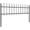 vidaXL Garden Fence with Spear Top Steel 1070x60 cm Black