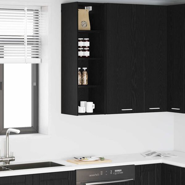 vidaXL Hanging Cabinet Black Oak 30 x 29.5 x 100 cm Engineered Wood