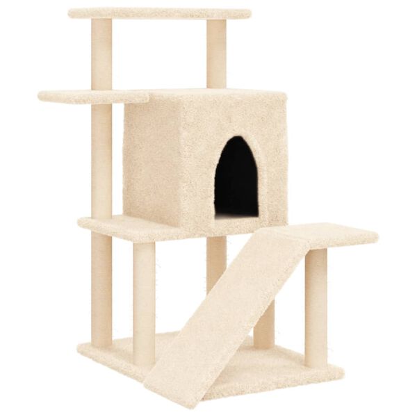 vidaXL Cat Tree with Sisal Scratching Posts Cream 97 cm