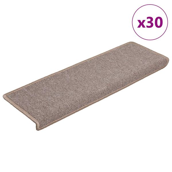 vidaXL Stair Mats 30 pcs 65x21x4 cm Light Brown Rectangular Edge