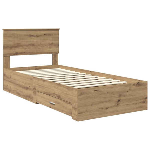 vidaXL Bed Frame with Drawer Artisan Oak 90 x 200 cm Engineered Wood