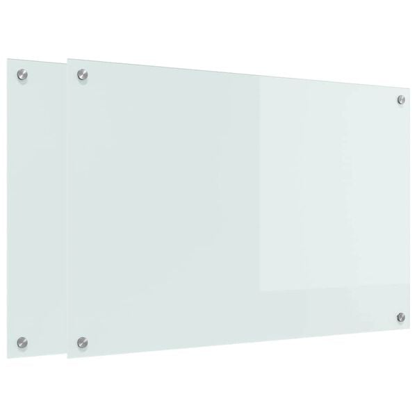 vidaXL Kitchen Backsplash 2 pcs White 90 x 60 cm Tempered Glass