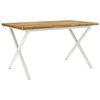 vidaXL Live Edge Dining Table 140 x 70 x 75 cm Solid Acacia Wood White