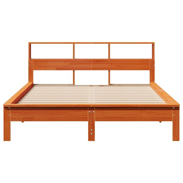 vidaXL Bed Frame without Mattress Wax Brown 140x190 cm Solid Wood Pine