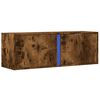 vidaXL TV Wall Cabinet with LED Lights Smoked Oak 100x31x35 cm