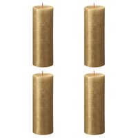 Bolsius Rustic Pillar Candles Shimmer 4 pcs 190x68 mm Gold