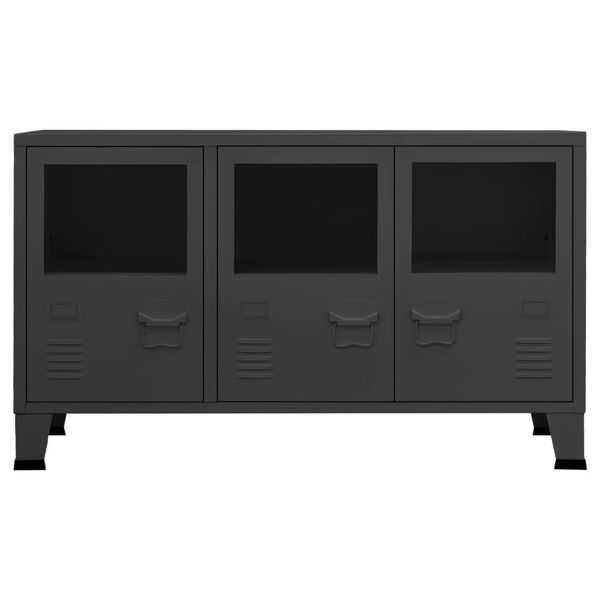 vidaXL Industrial Sideboard Anthracite 105x35x62 cm Metal and Glass
