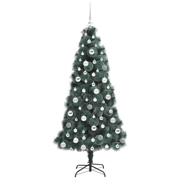 vidaXL Artificial Pre-lit Christmas Tree with Ball Set Green 180 cm