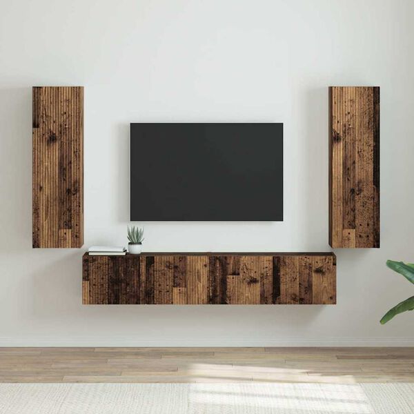 vidaXL TV Wall Cabinet 2 pcs Old Wood 30 x 31 x 100 cm Engineered Wood