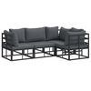 vidaXL Garden Sofa Set 4 pcs Black Aluminium