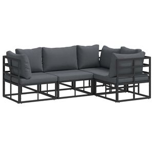vidaXL Garden Sofa Set 4 pcs Black Aluminium