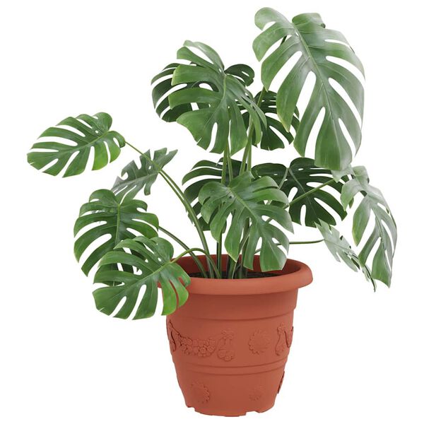 vidaXL Round Flower Pot 24 pcs Brick Red &Oslash; 39 x 32 cm Plastic