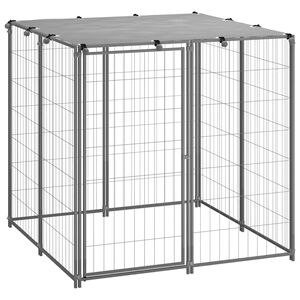 vidaXL Dog Kennel | Silver and silver grey | Steel, Polyethylene (PE) | 110 cm