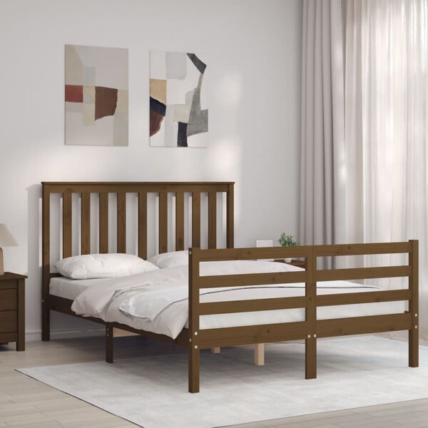vidaXL Bed Frame without Mattress Honey Brown 140x190 cm Solid Wood