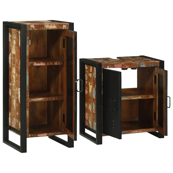 vidaXL Bathroom Furniture Set 2 pcs Multicolour Solid Reclaimed Wood