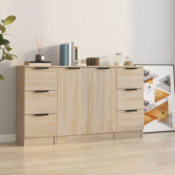 vidaXL Sideboards 3 pcs Sonoma Oak Engineered Wood