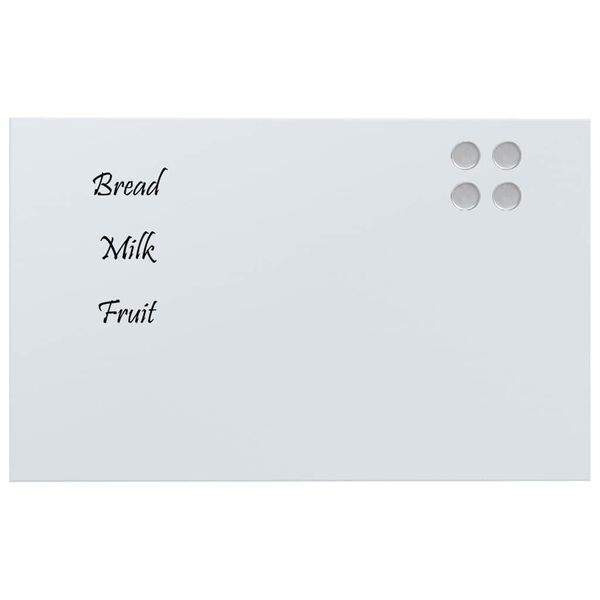 vidaXL Wall-mounted Magnetic Board White 80x50 cm Tempered Glass