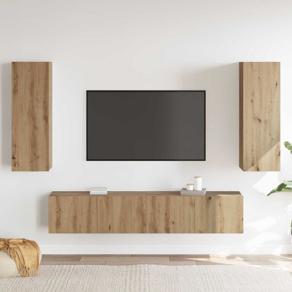 vidaXL Wall Mounted TV cabinets 4 pcs Artisan Oak Engineered Wood