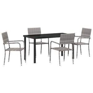 vidaXL Garden Dining Set 5 pcs Grey Poly Rattan