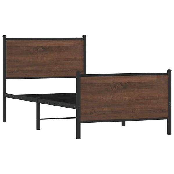 vidaXL Metal Bed Frame without Mattress Brown Oak 100x200 cm