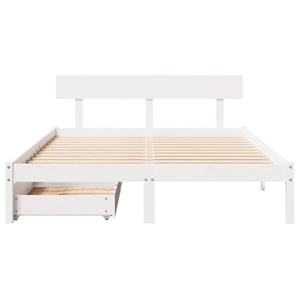 vidaXL Bed Frame without Mattress White 140x200 cm Solid Wood Pine