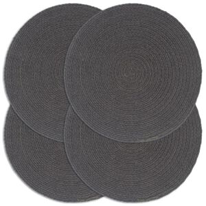 vidaXL Placemats 4 pcs Plain Dark Grey 38 cm Round Cotton