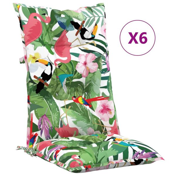 vidaXL Garden Highback Chair Cushions 6 pcs Multicolour 120x50x7 cm Fabric