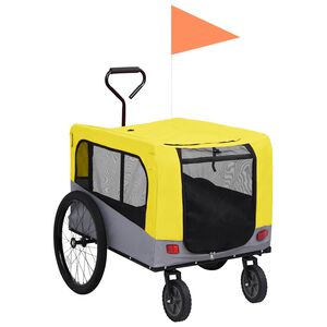 vidaXL 2-in-1 Pet Bike Trailer & Jogging Stroller Yellow and Grey