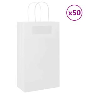 vidaXL Paper Bags 50 pcs with Handles White 21x11x36 cm