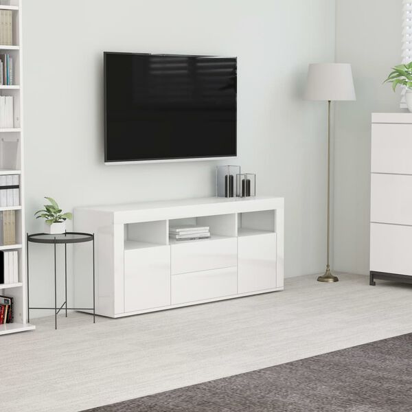 vidaXL TV Cabinet High Gloss White 120x30x50 cm Engineered Wood