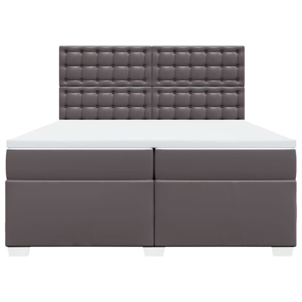 vidaXL Box Spring Bed with Mattress Grey 200x200 cm Faux Leather
