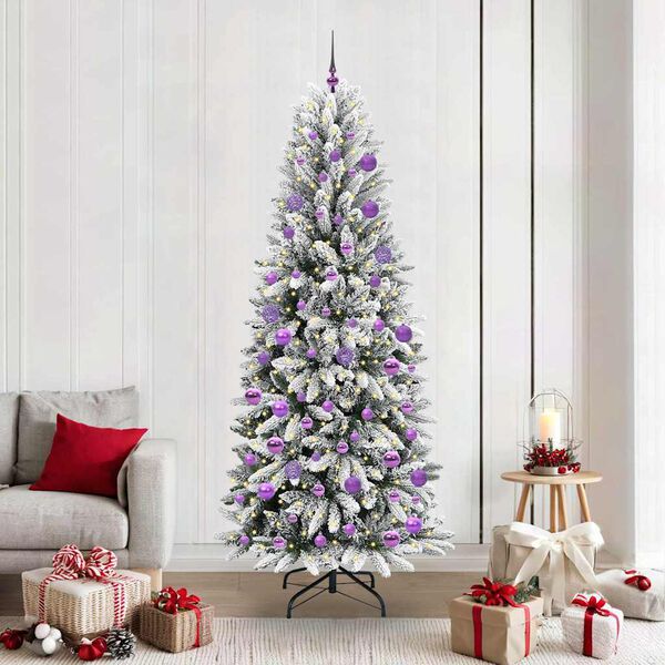 vidaXL Artificial Christmas Tree with 300 LEDs with Stand White 210 cm