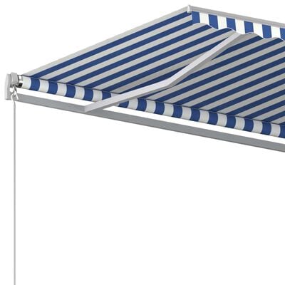 vidaXL Automatic Retractable Awning with Posts 3x2.5 m Blue&White