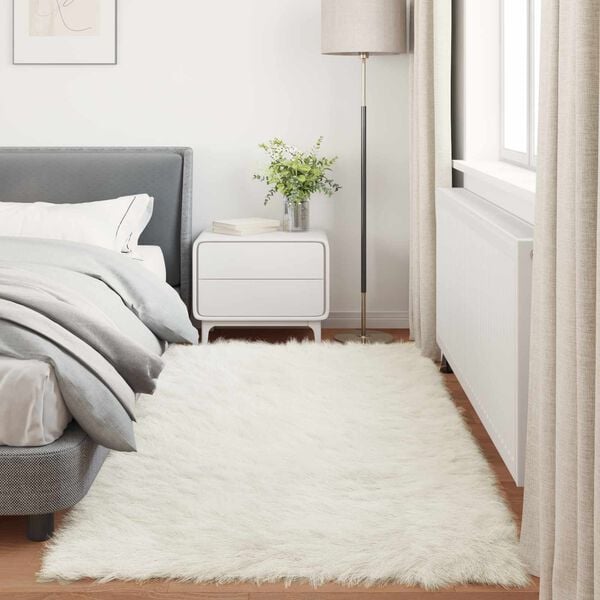 vidaXL Faux Sheepskin Rug Tafalla White 100 x 200 cm Polyester
